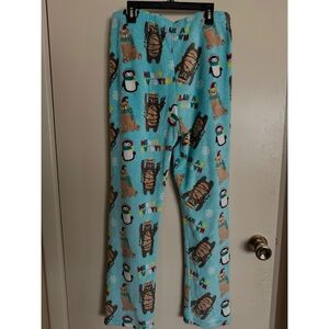 Blue and brown Christmas pajama pants